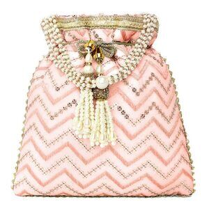 3114 Peach Potli Purses Gift Handmade Evening Handbag Stylish Bridal